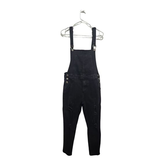 Distressed Ankle Length Denim Overalls M - Picture 2 of 6
